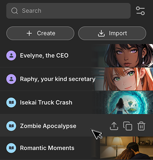Card hover actions