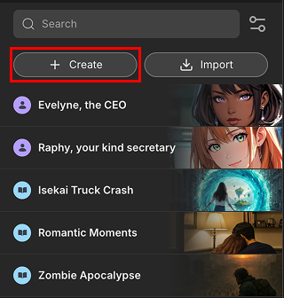 Create card button