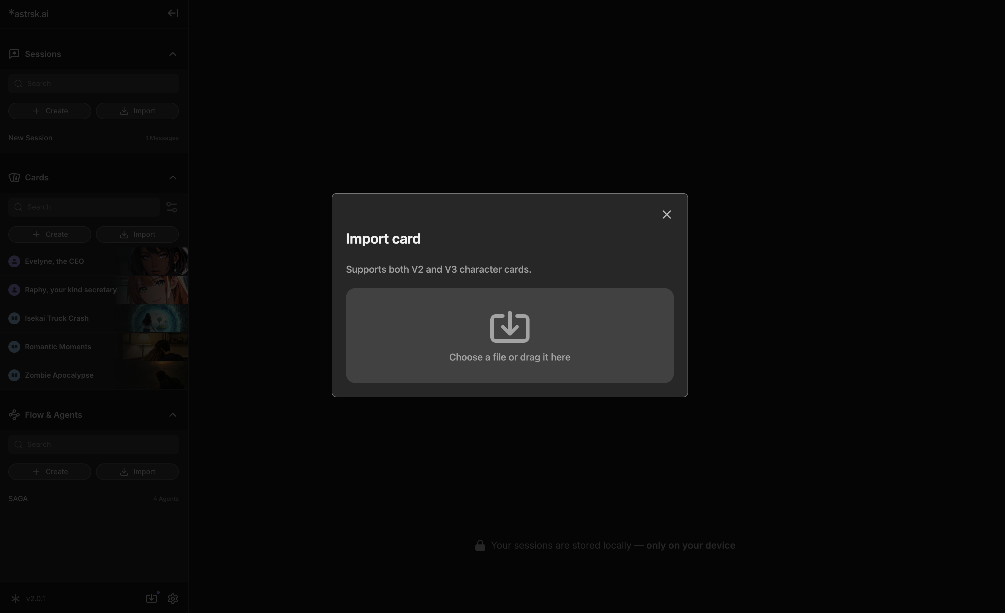 Import card file selection