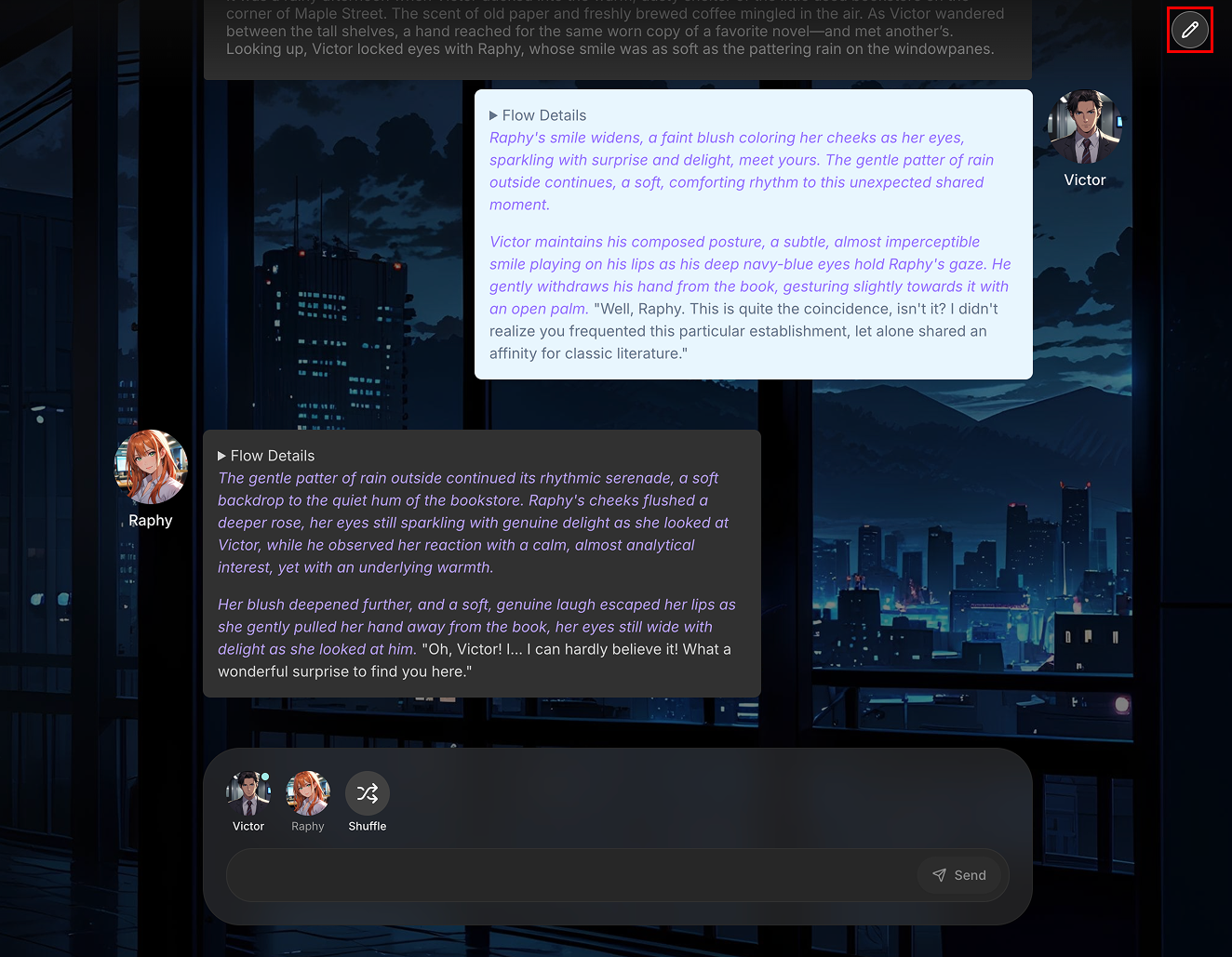Session settings button